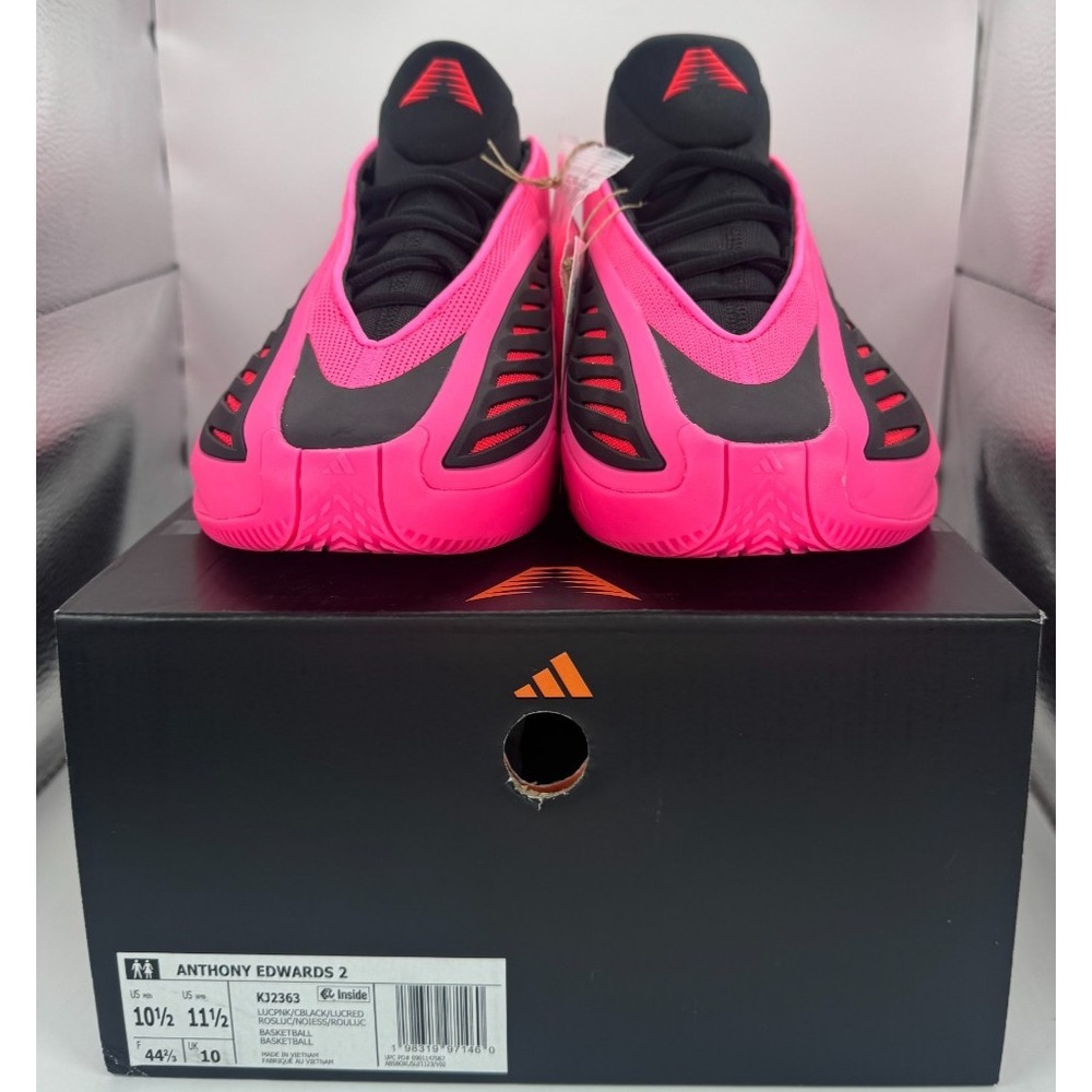 Adidas AE 2 Anthony Edwards 'Lucid Pink' Black Basketball KJ2363 Men Sz 10.5 NWB